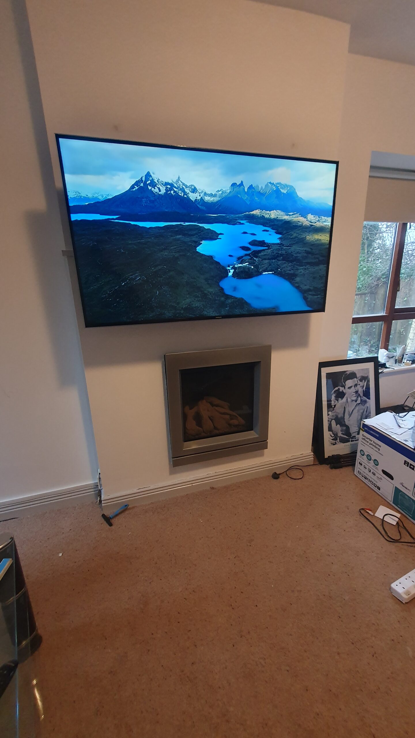 20260122 135854 scaled 55-Inch TV Beautifully Mounted Over Fireplace in Rush, County Dublin | Professional Installation by TV Pro