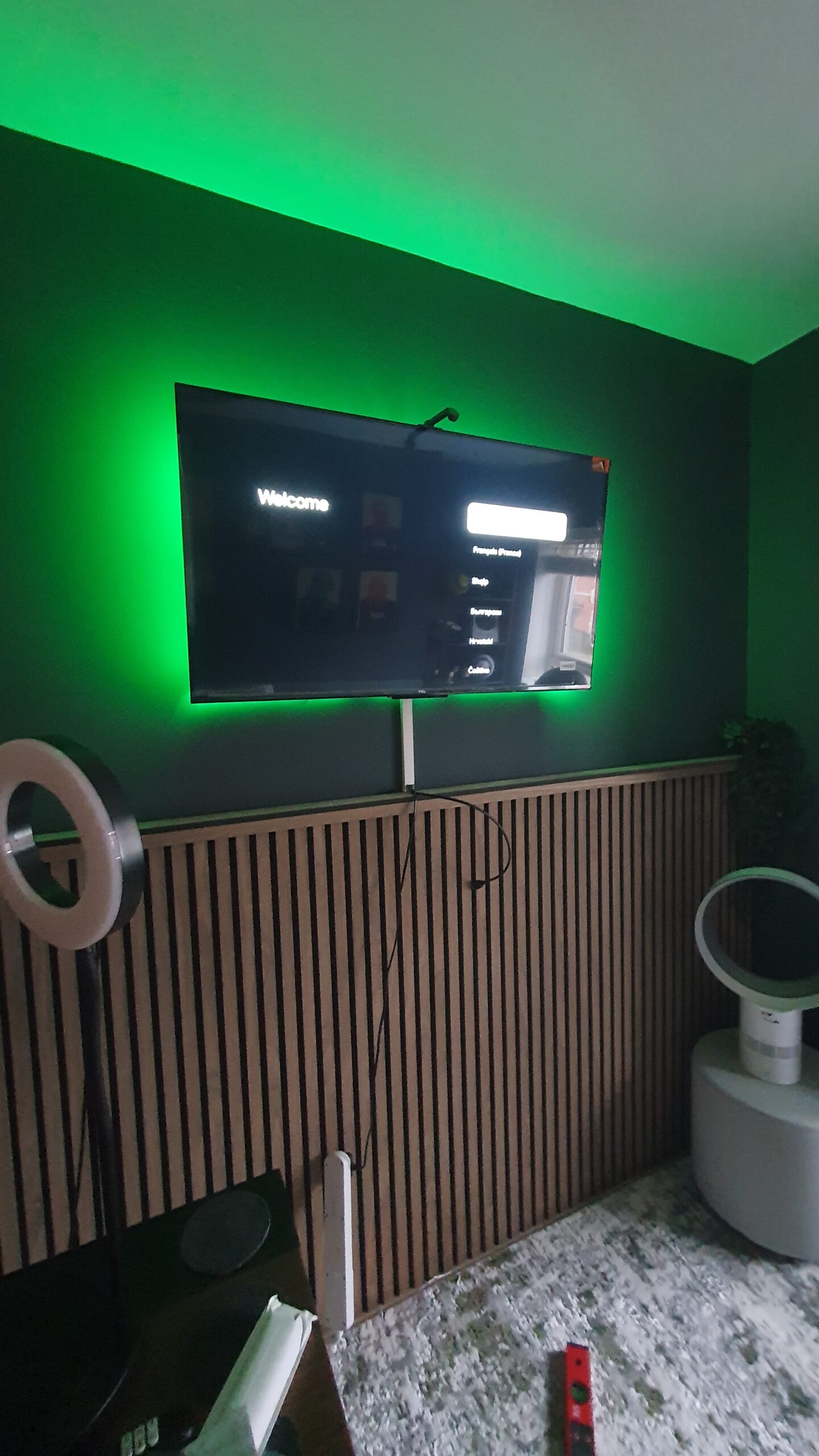 TV Installer Donabate 43 inch office TV installation with Fusion Optics lighting by TV Pro