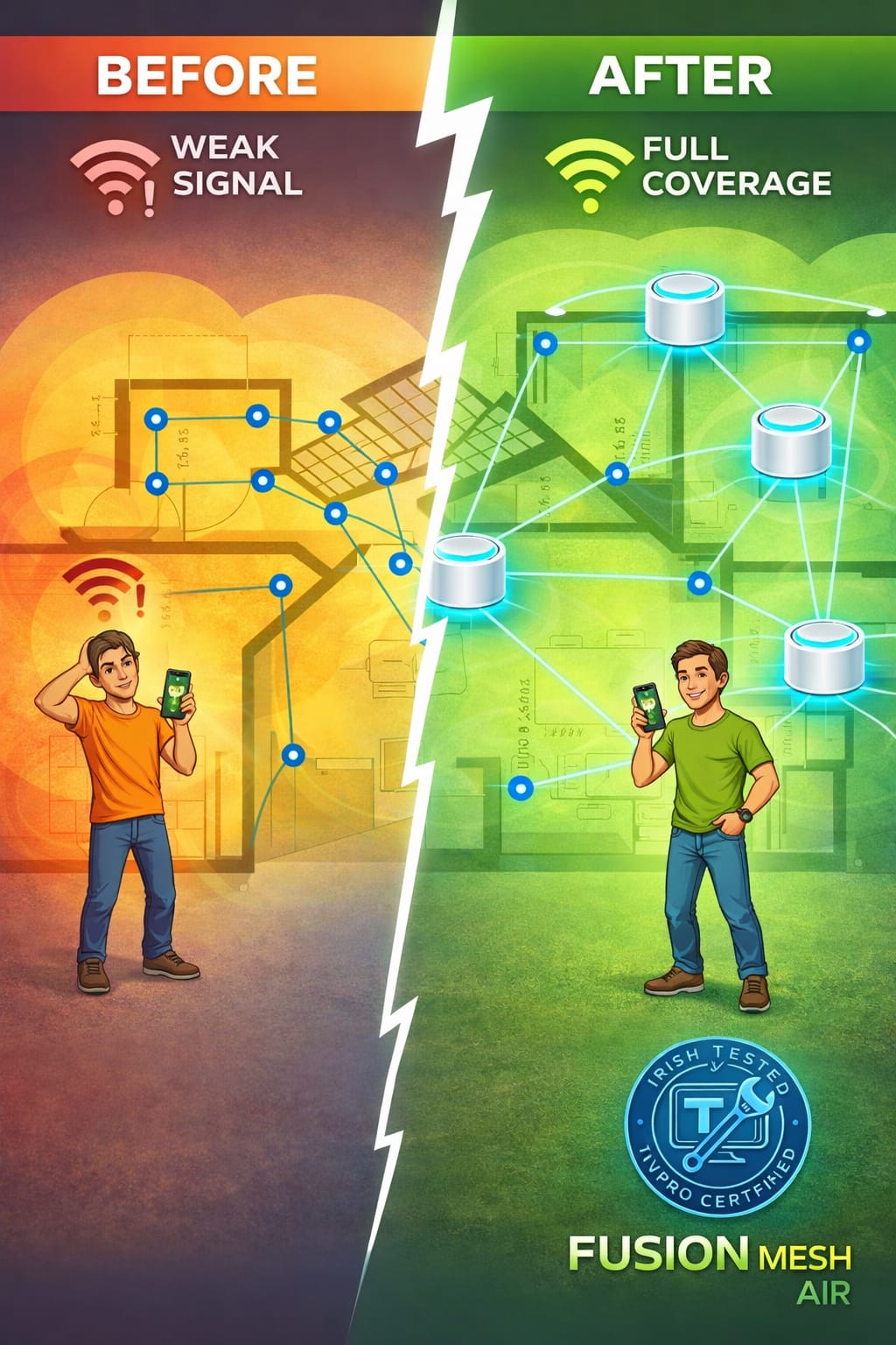 Fusion Mesh Air: Whole-Home Wi-Fi 4 Before and After